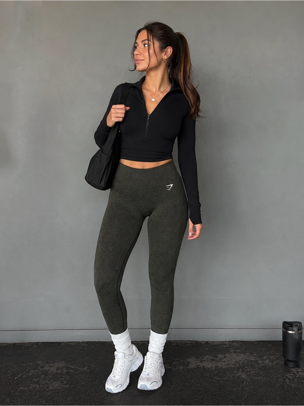 Gymshark High-Waist Seamless Leggings in Dark Olive